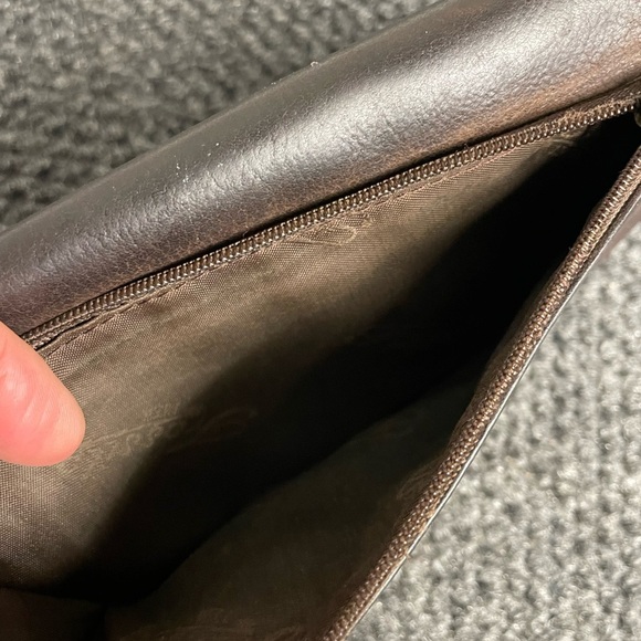 Fossil Brown Pebbled Leather Tri-Fold Bill Length Fold-Over Snap Close Wallet - Picture 5 of 6